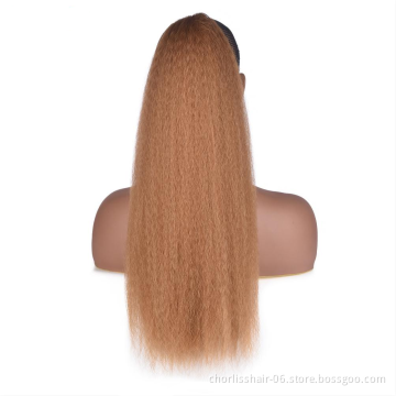 Wholesale Natural Color High Quality For Women Afro Kinky Curly Ponytails Real Drawstring Ponytail Hair Synthetic Extensions